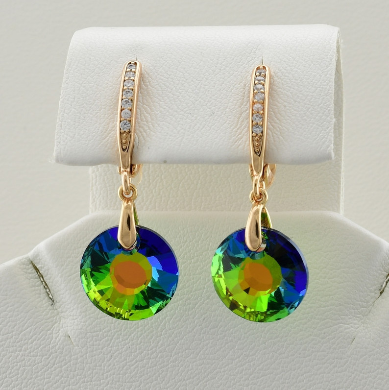 

Серьги Xuping с кристаллами Swarovski 28162 размер 30х12 мм цвет вулканический кристалл вес 3.0 г позолота 18К