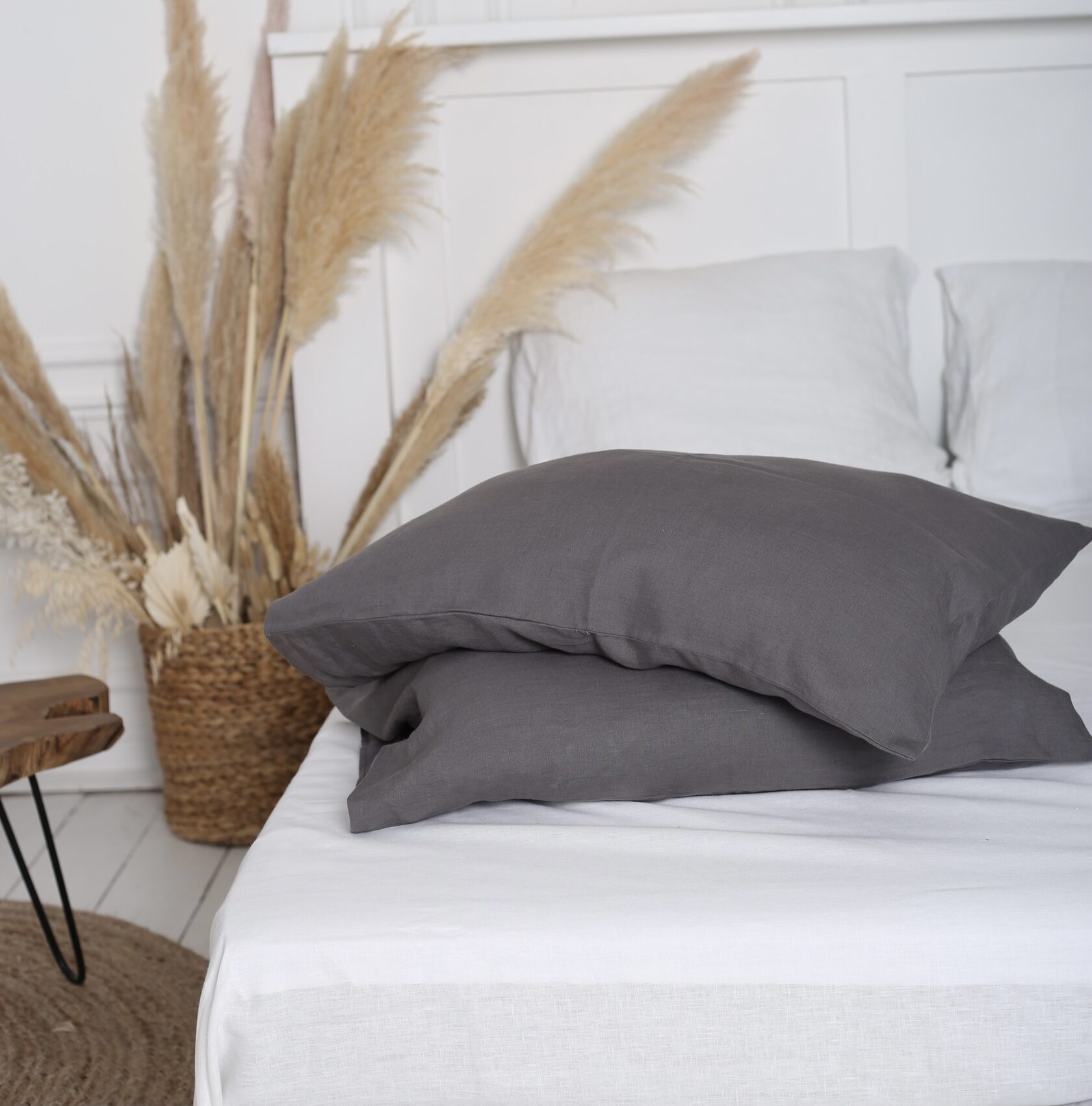 

Крафтова наволочка Luxury Linen на гудзиках льон 50*70 см 2шт Slate Gray