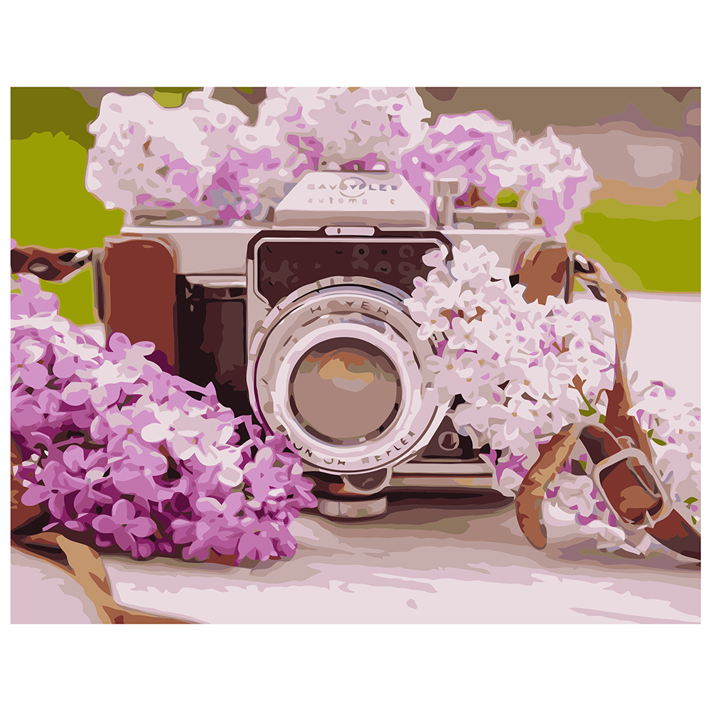 

Картина по номерам Фотоапарат з бузком 40х50 см Стратег VA-1080