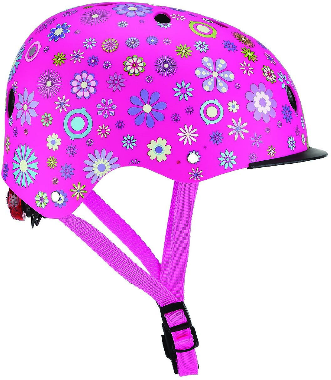 

Шлем защитный детский Globber с фонариком 48-53 см (XS/S) Цветы розовый (507-110) (4897070184527)