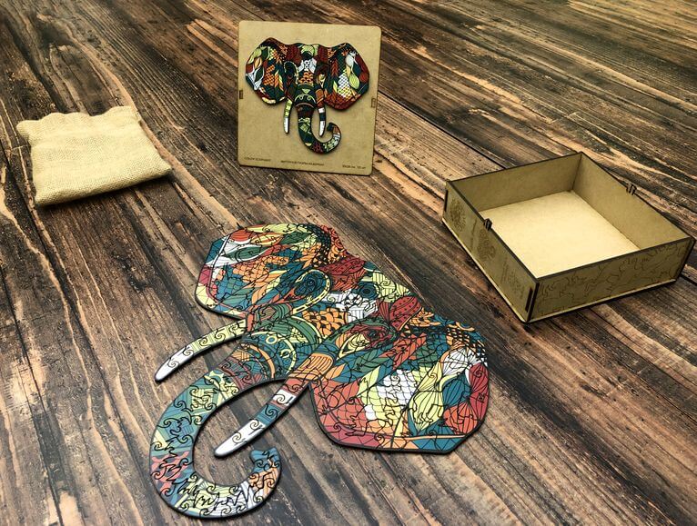 

Дерев'яні пазли NaomiBox Goldy Elephant 33 x 28 см.