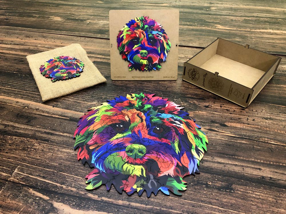 

Дерев'яні пазли NaomiBox Colorful Dog 26 x 25 см.