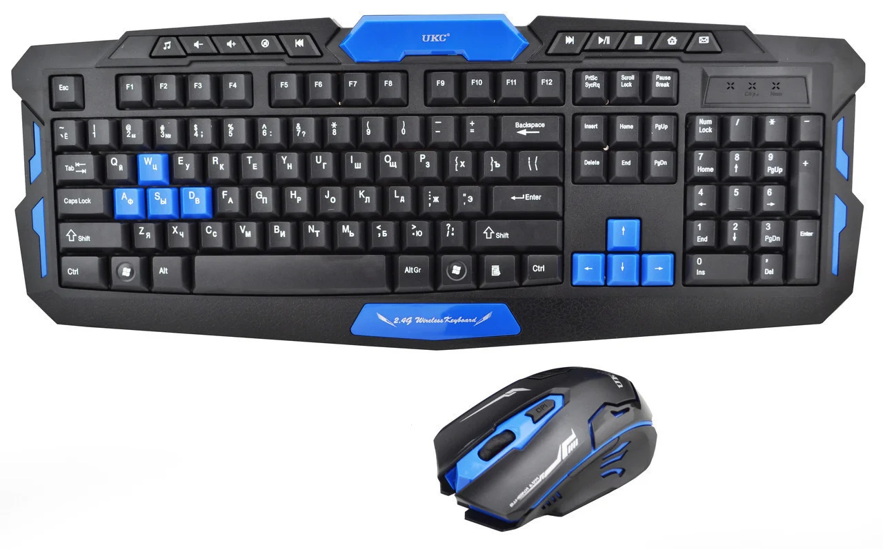 

Геймерская беспроводная русскоязычная клавиатура и Мышка KEYBOARD HK-8100 / Комплект клавиатура с мышкой