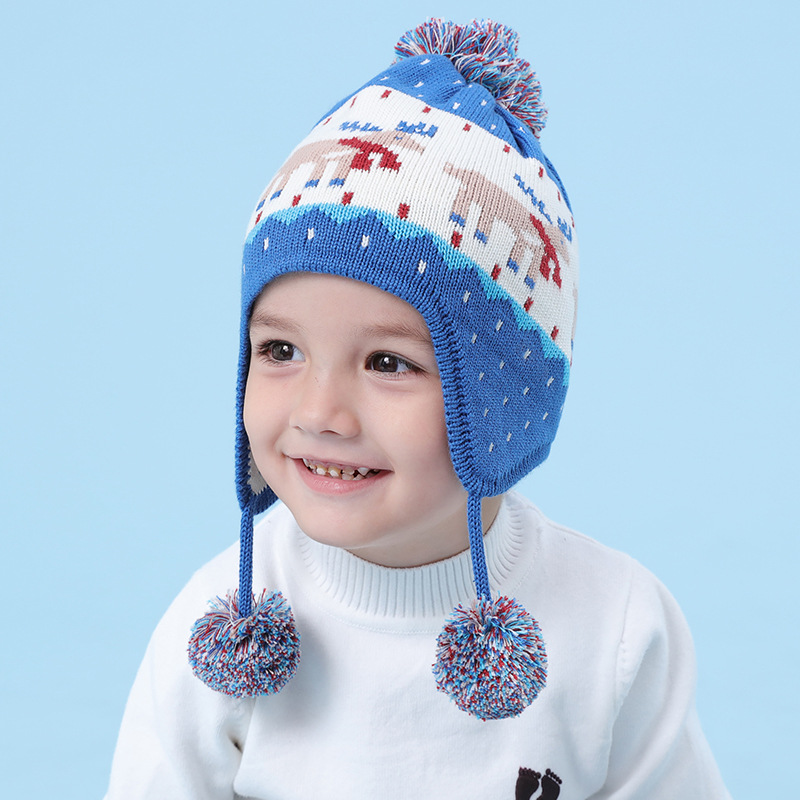 

Шапка вязаная Олени Beeba 48-50р. Голубой SH024