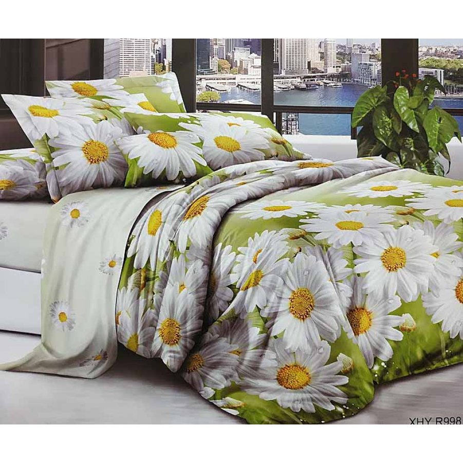 

Евро постельное белье София 3D (микросатин) - Ромашка классика