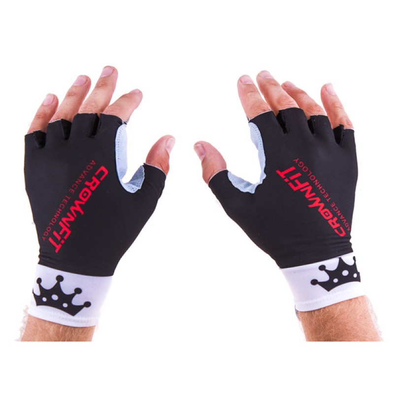 

Перчатки вело, фитнес CrownFit Lycra + Amara M бело-черные, код: RX-07M