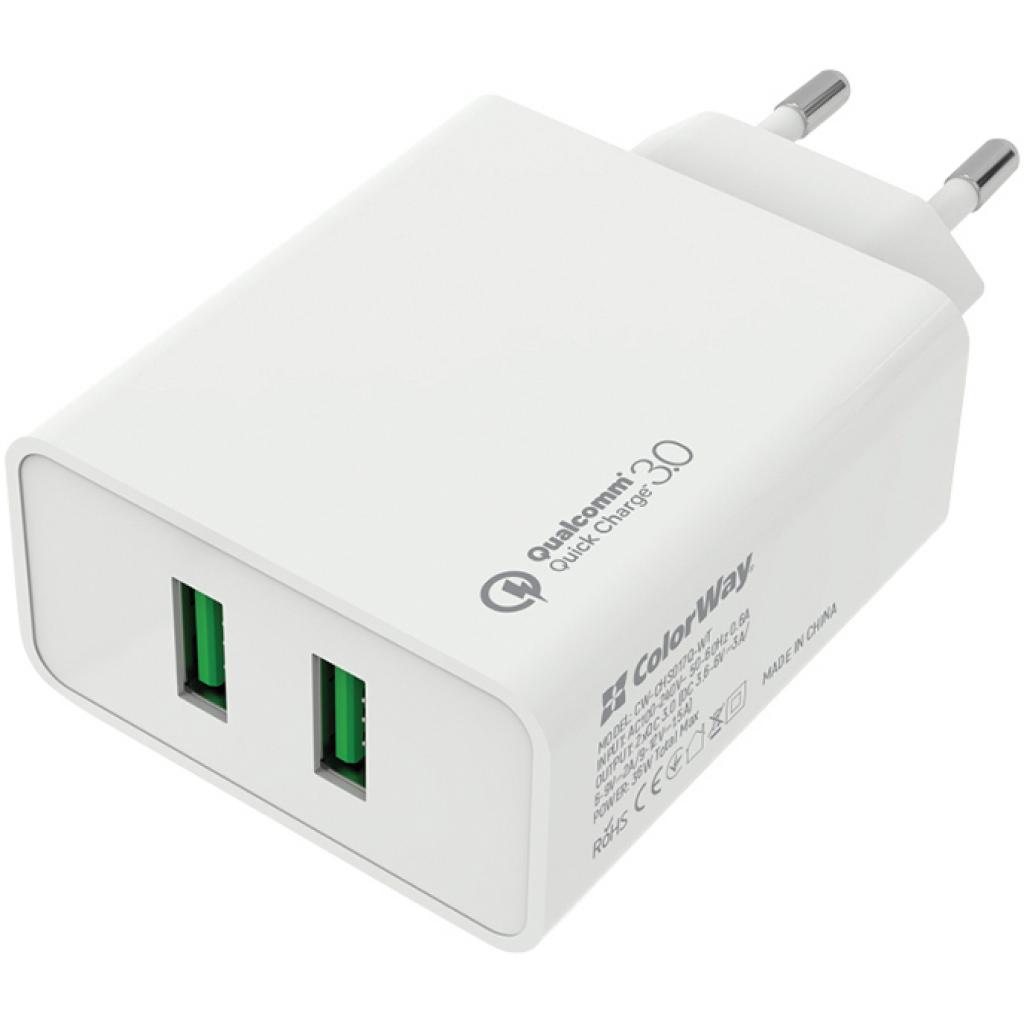 

Зарядное устройство ColorWay 2USB Quick Charge 3.0 (36W) (CW-CHS017Q-WT)