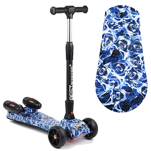 

Самокат с турбиной, дымом и музыкой, колеса PU, складной, синий Best Scooter (46189)