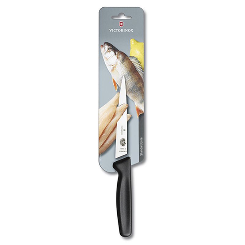 

Кухонный нож Victorinox Filleting&Domestic 16см узкое филейный с чёрной ручкой (блистер) (53803.16B)