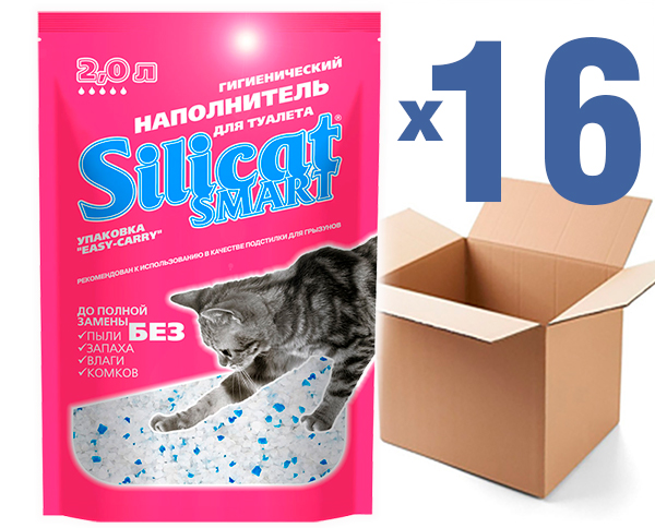 

Наполнитель для кошачьего туалета Silicat Smart 2.0Lx16шт (38л)