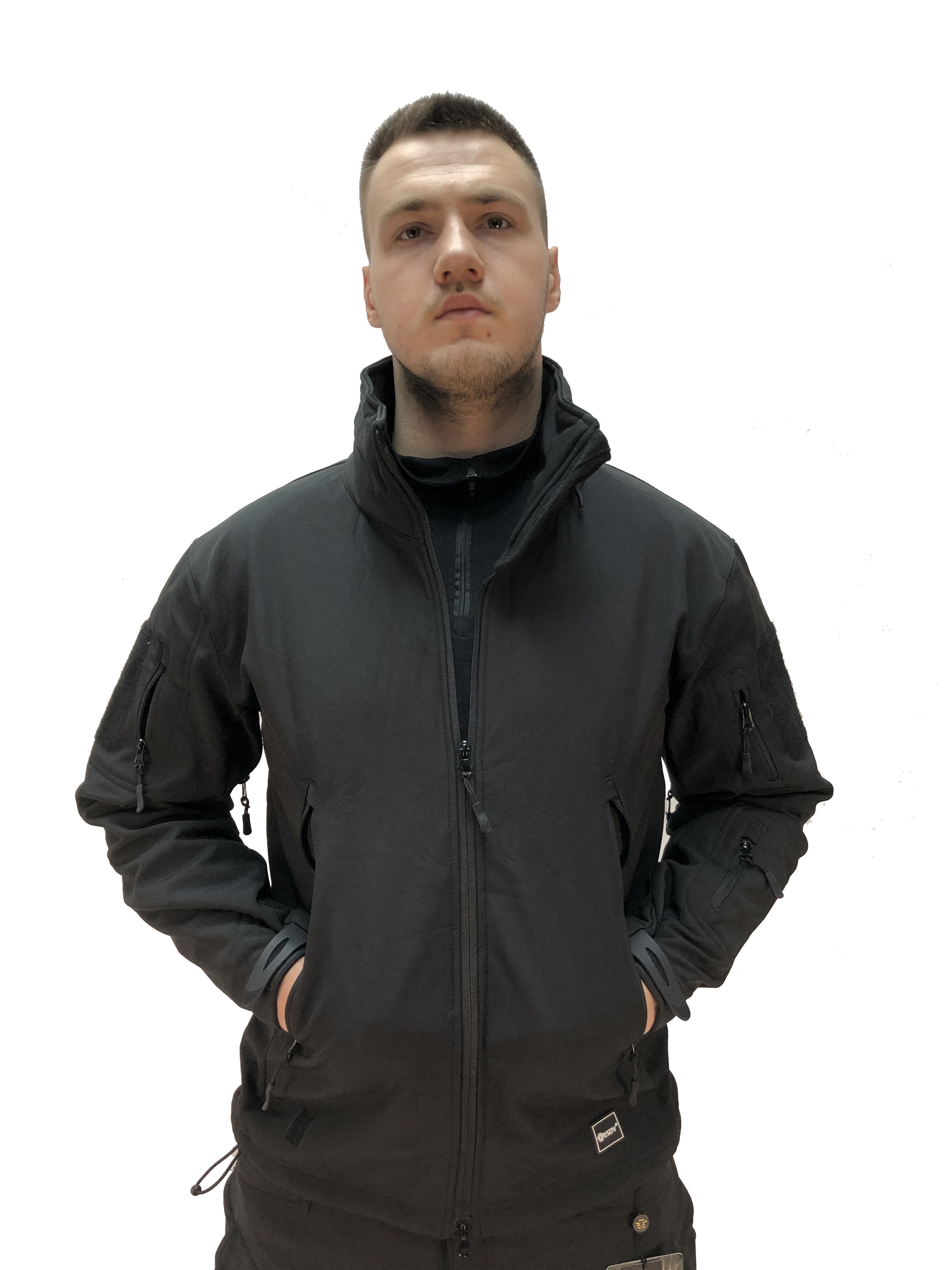 

Куртка Soft Shell черная прячущий капюшон ESDY XXL