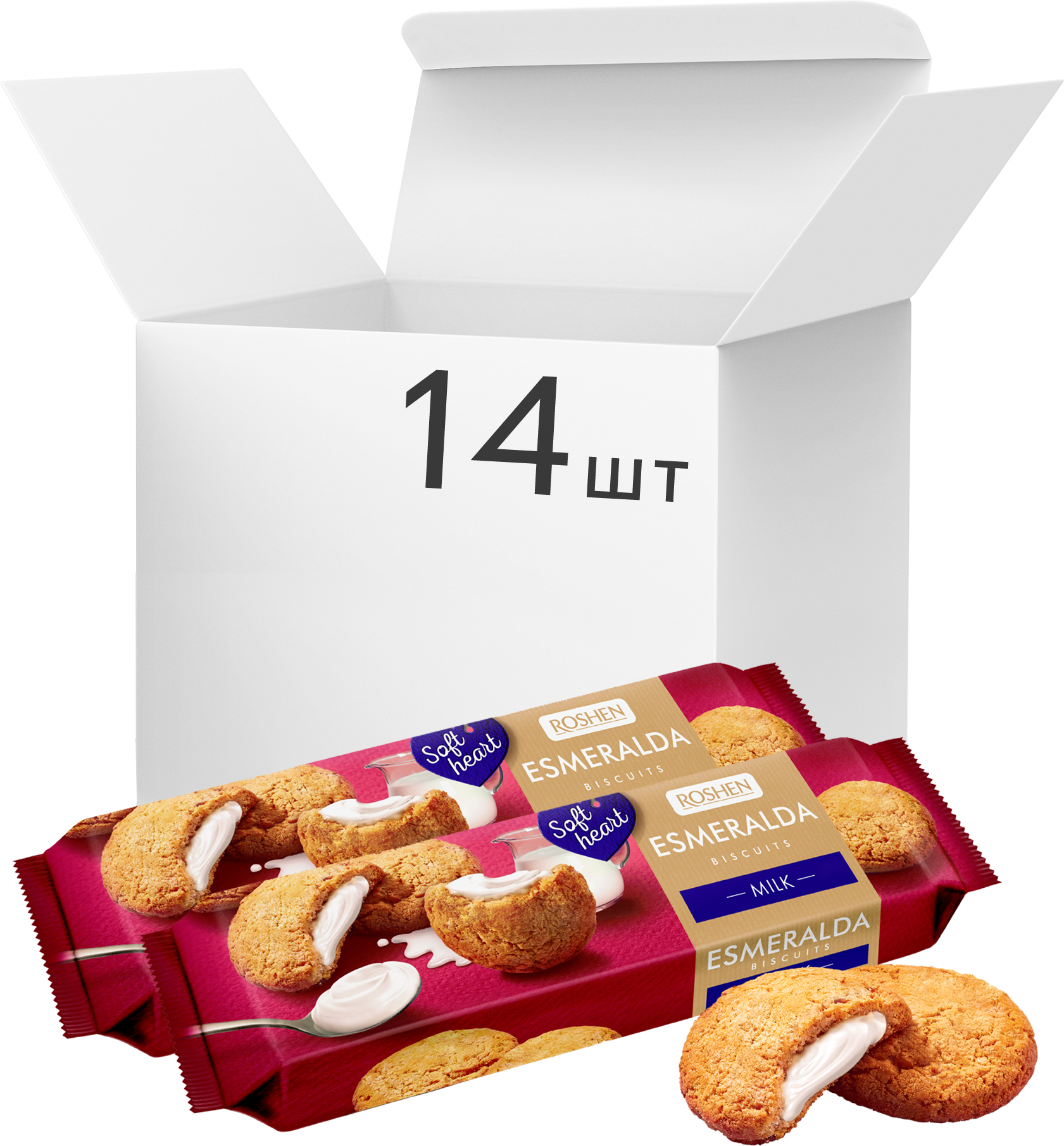 Акция на Упаковка печенья Roshen Lovita Soft Cream Cookies milk 170 г х 14 шт (4823077633379) от Rozetka UA