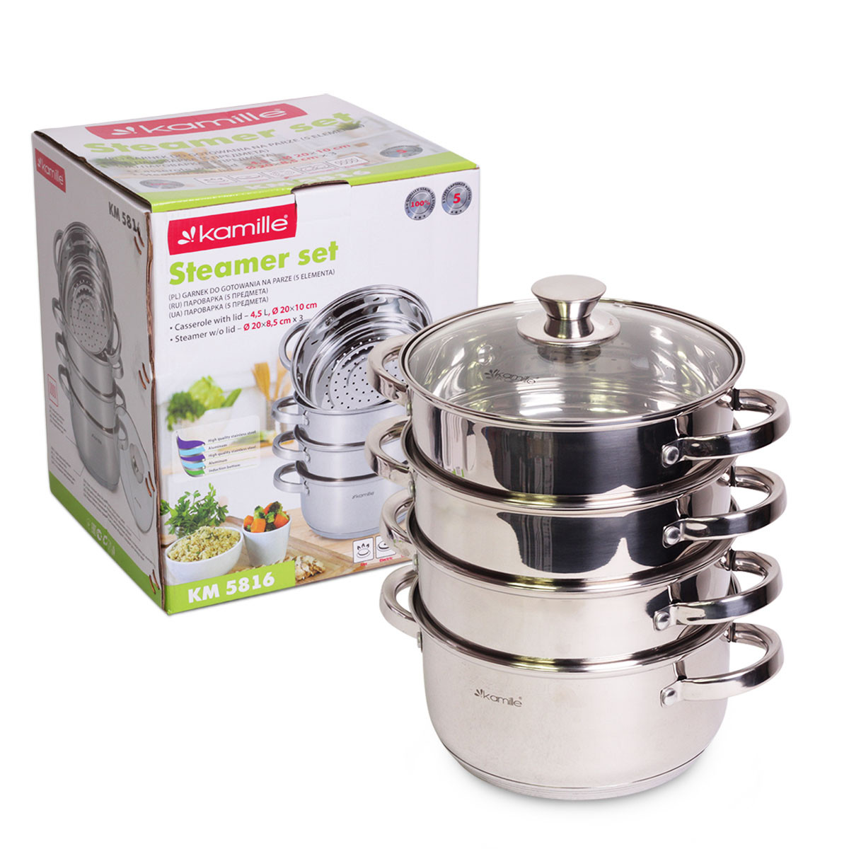 

Пароварка Kamille 3-х уровневая Ø20 см (5816)