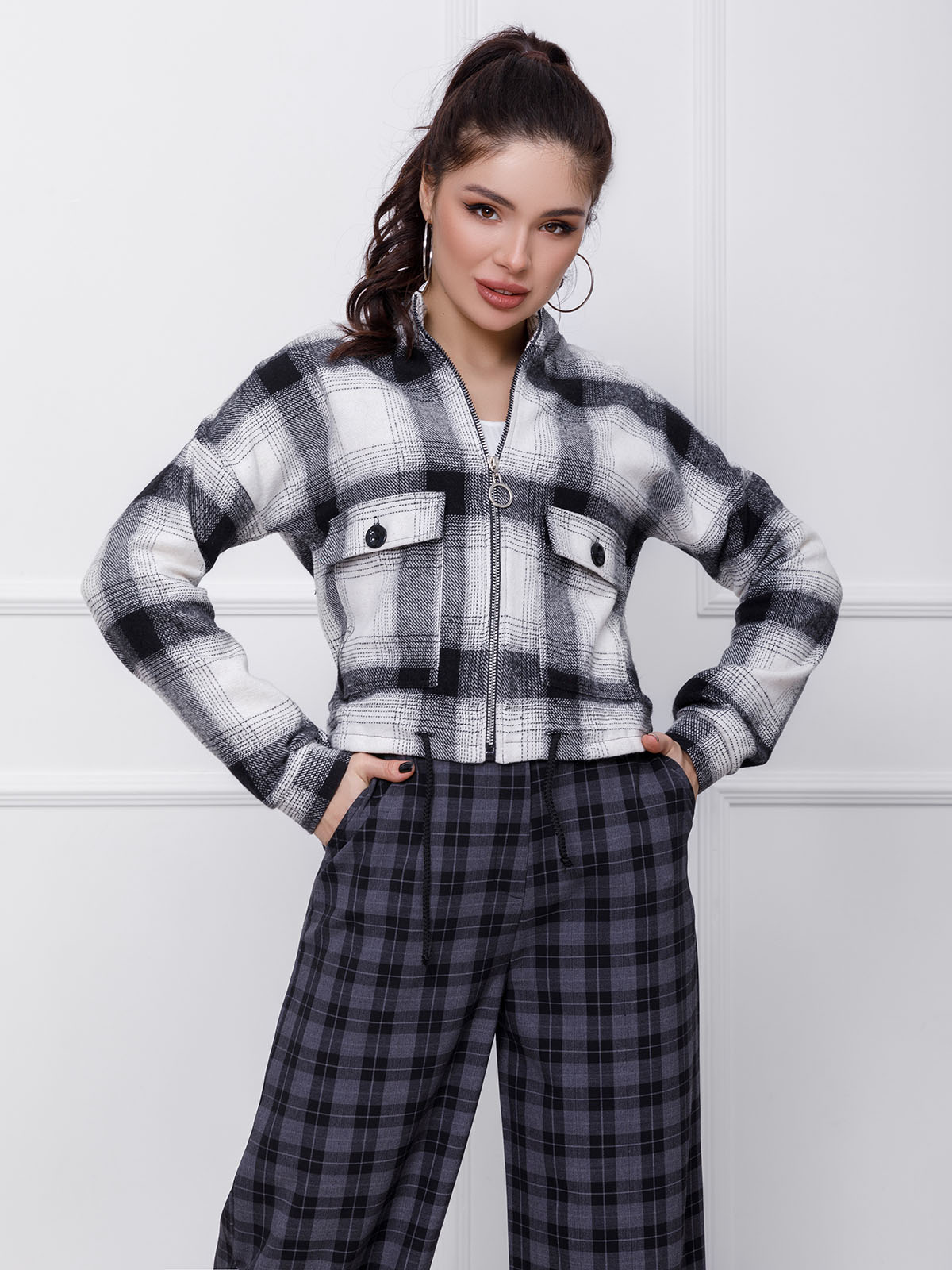 

Куртка-рубашка ISSA PLUS SA-128  Черная с белым, Куртка-рубашка ISSA PLUS SA-128 XL Черная с белым