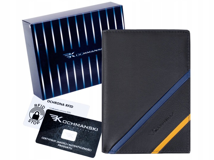 

Кошелёк кожаный мужской Kochmanski с защитой RFID 12.9 х 9.5 х 2 см чёрный (K-ACN2S-N4-3352)