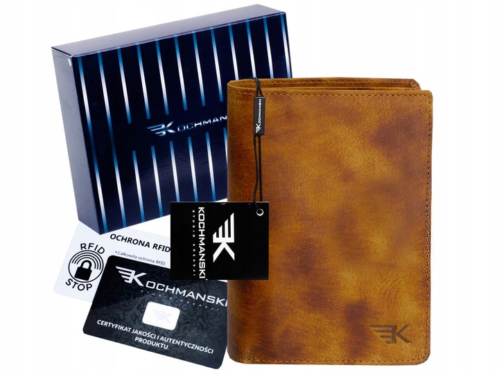 

Кошелёк кожаный мужской Kochmanski с защитой RFID 12.9 х 9.5 х 2 см коричневый (K-HP-N4-3065)