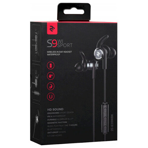 

Наушники 2E S9 WiSport In Ear Waterproof Wireless Mic Black