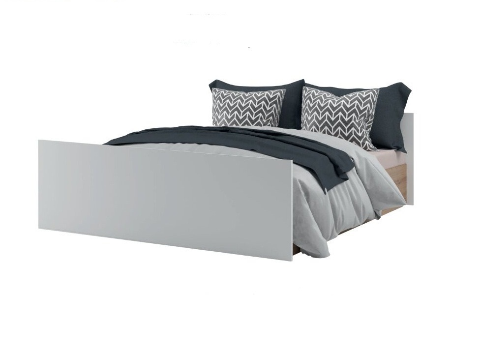 

Кровать двуспальная из ДСП Ким 160x200 дуб артизан/белый Світ меблів с каркасом