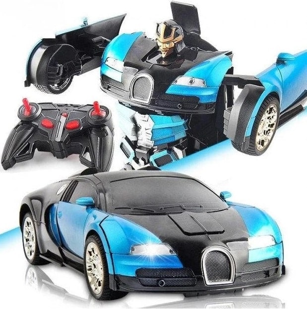 

Машинка трансформер на радиоуправлении Bugatti Veyron Robot Car RC 1:18 радиоуправляемая машина на аккумуляторе Синяя
