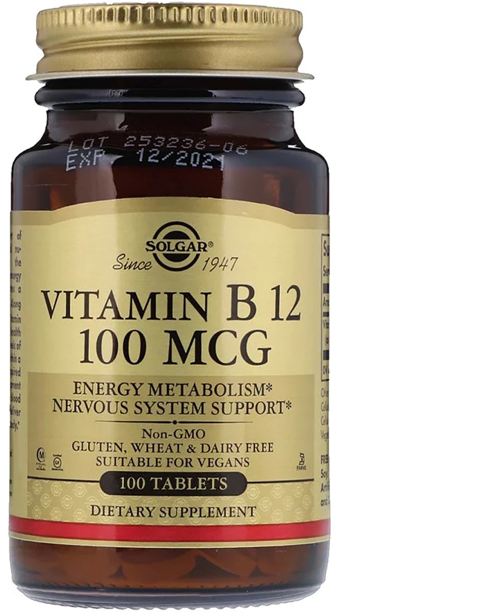 

Витамины Solgar Витамин В12 Цианокобаламин Vitamin B12 100 мкг 100 таблеток (033984031807)