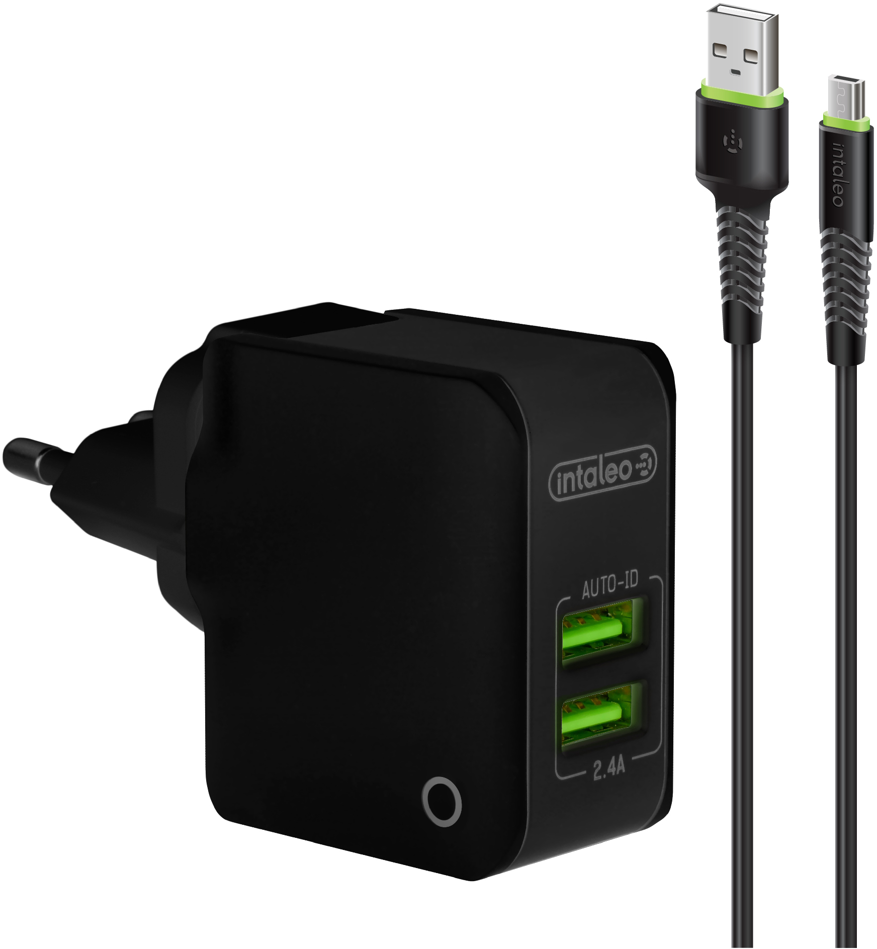 

Сетевое зарядное устройство Intaleo TCA242 с кабелем Micro USB Black (2USB2,4A)