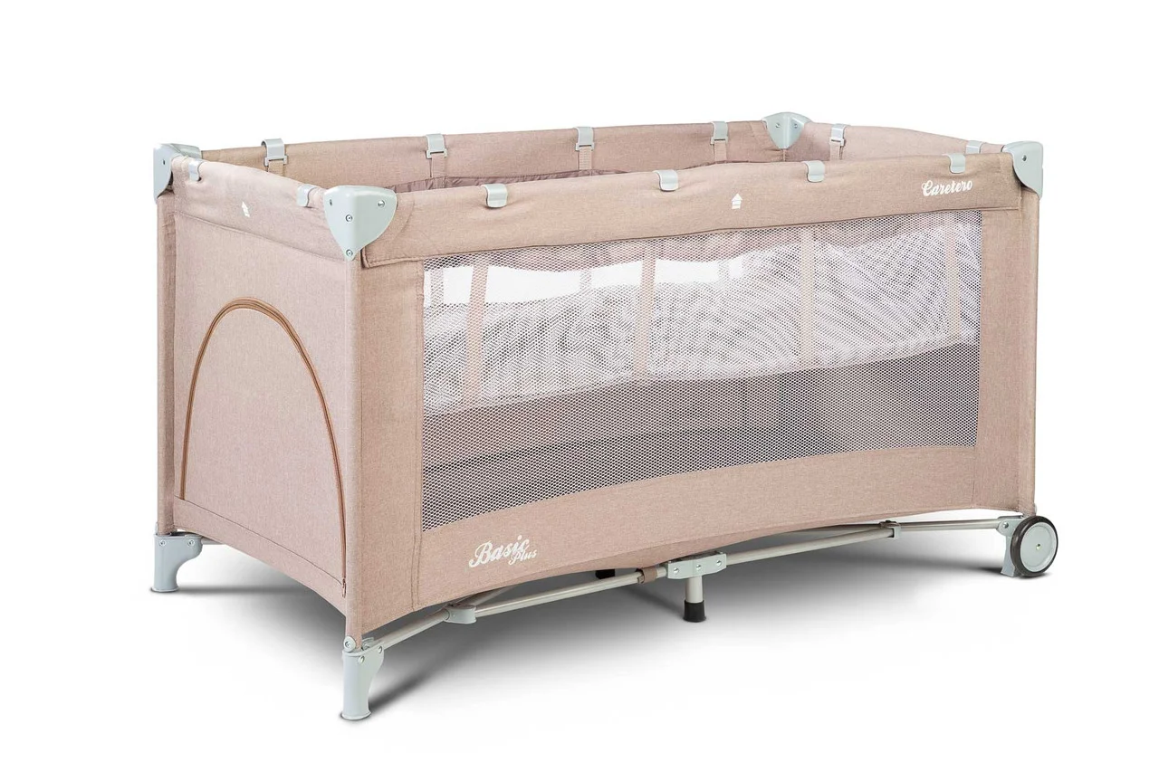 

Манеж-кроватка 2 в 1 Caretero Basic Plus с колесами и матрасом + сумка для транспортировки Бежевый