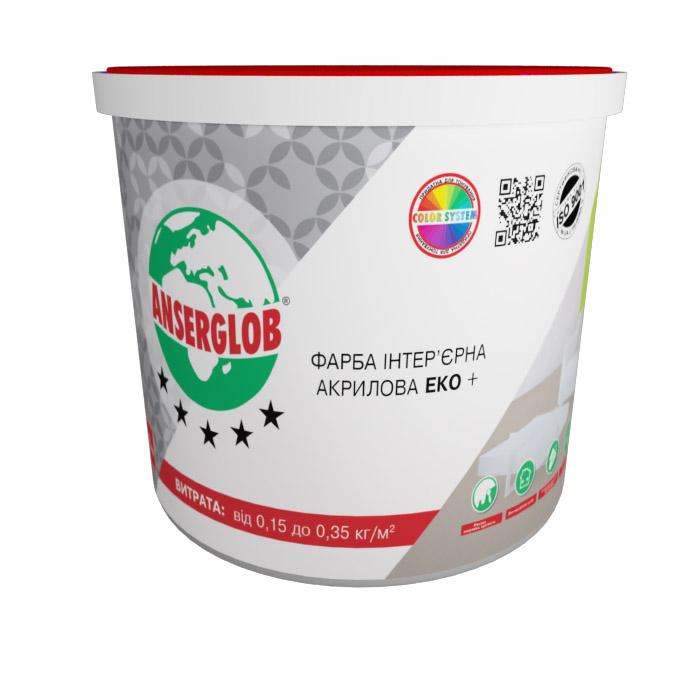 

Краска интерьерная акриловая ЕКО+ Anserglob, 4.2 кг. (09400)