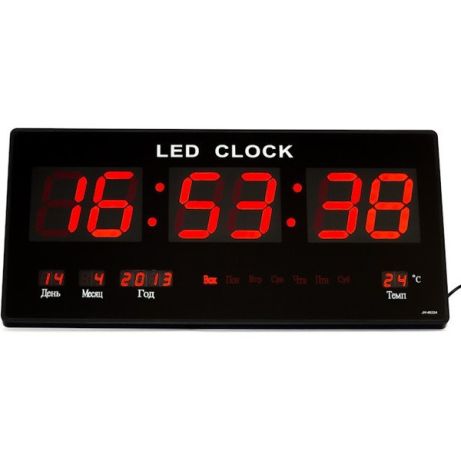 

Настенные электронные часы LED JH-3615 с календарем и термометром Черные красная подсветка