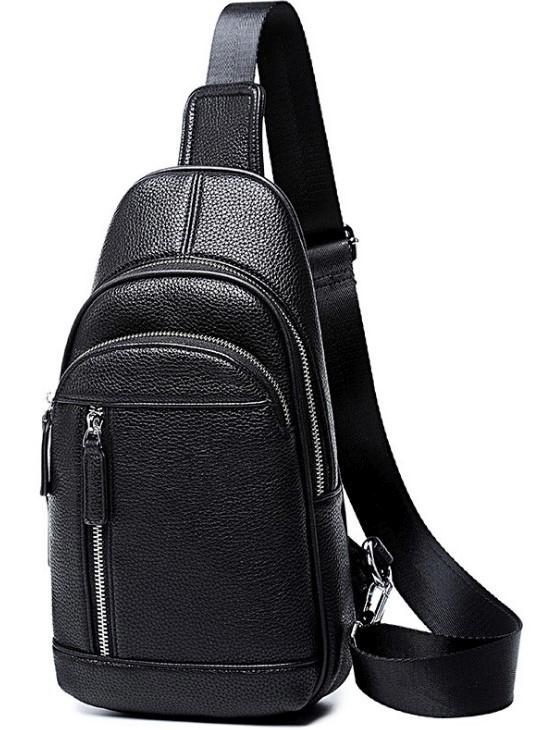 

Мужской черный кожаный слинг на плечо Tiding Bag A25F-5427A