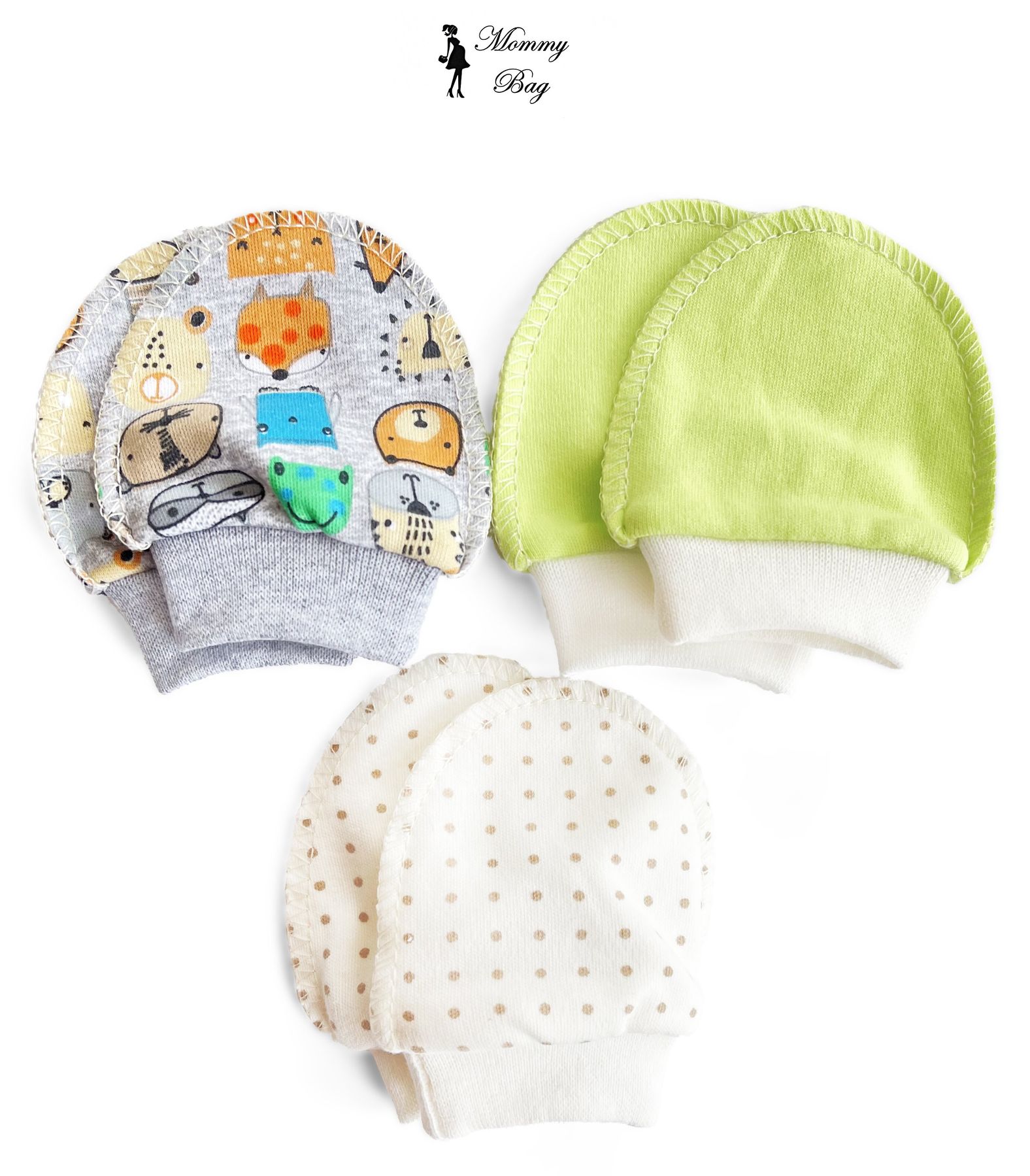 

Рукавички-царапки набор 3 шт Унисекс №9 Зверята р.56