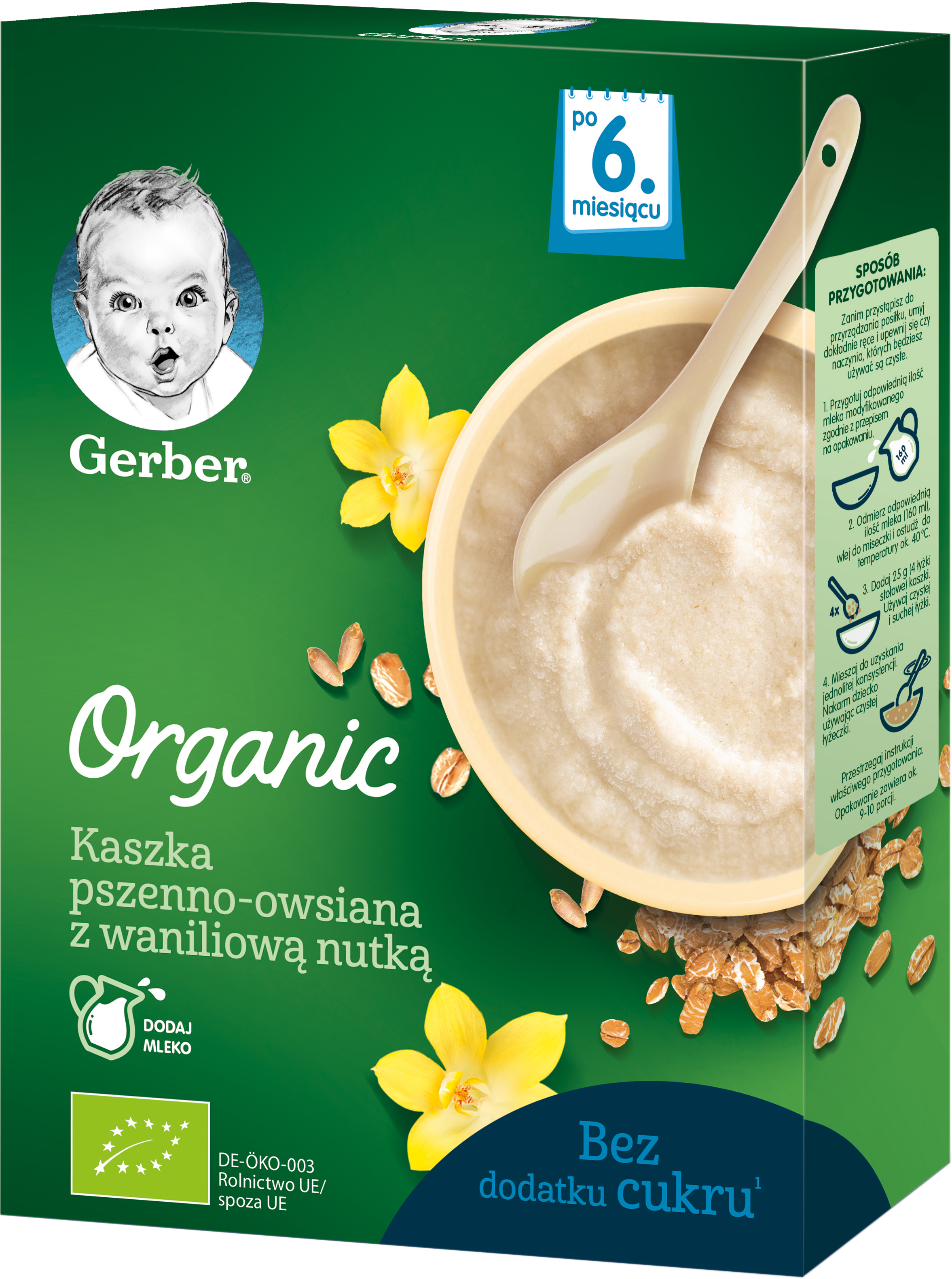 Акция на Упаковка детской каши Gerber Organic сухая безмолочная органическая Пшенично-овсяная с ванильным вкусом с 6 месяцев 240 г х 9 шт (7613036531542) от Rozetka UA