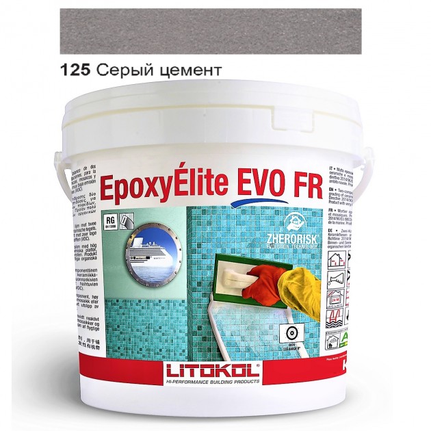 

Эпоксидная затирка для укладки плитки Litokol EpoxyElite Evo 125 серый цемент 5 кг