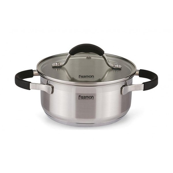 

Кастрюля Fissman Magnifika 1.5л из нержавеющей стали с силиконовыми накладками на ручках