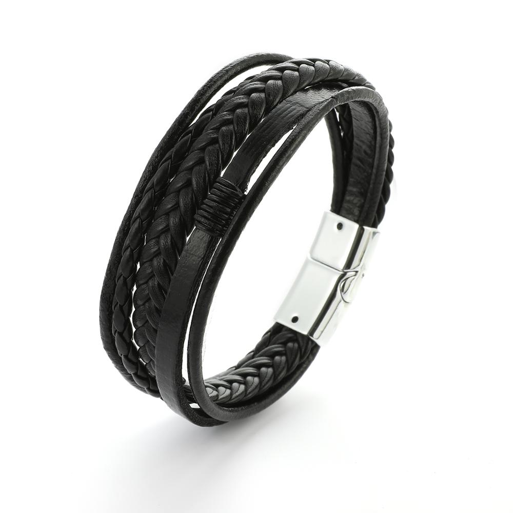 

Кожаный браслет BroBand Five diff черный c светлой застежкой 21см (BB-FIVE-DIFF-BLACK-SIVER-21)