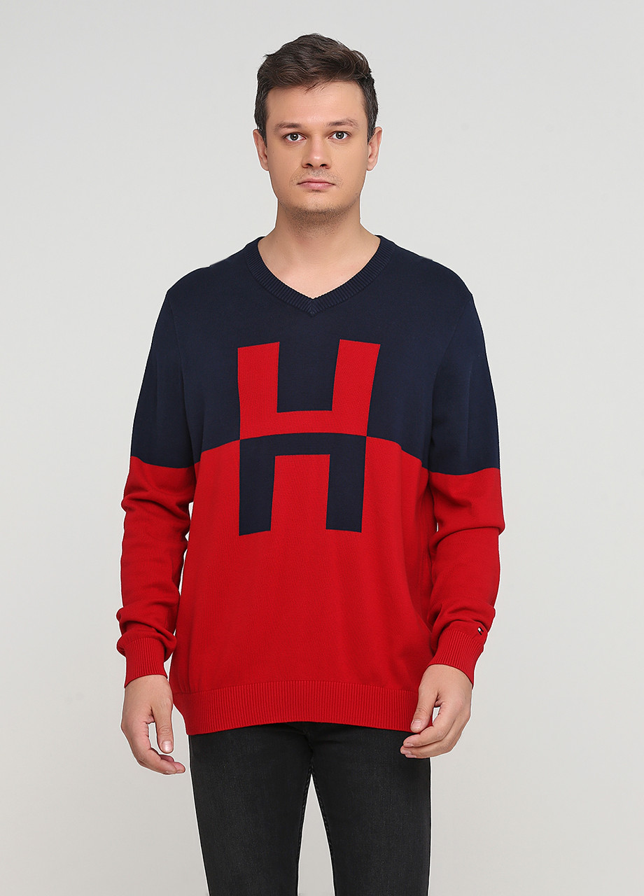

Свитер Tommy Hilfiger мужской красно-синий, Свитер Tommy Hilfiger мужской красно-синий XL