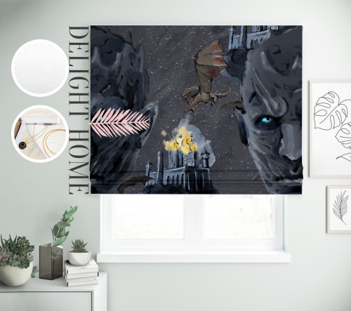 

Римская штора с фотопечатью 15-007 система Light I&H Блекаут Нова 70*170 см