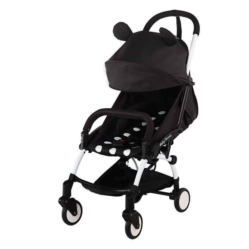 

Детская прогулочная коляска Baby Throne с облегчённой, прочной рамой. Вес 5,8 кг. Чёрный с белым