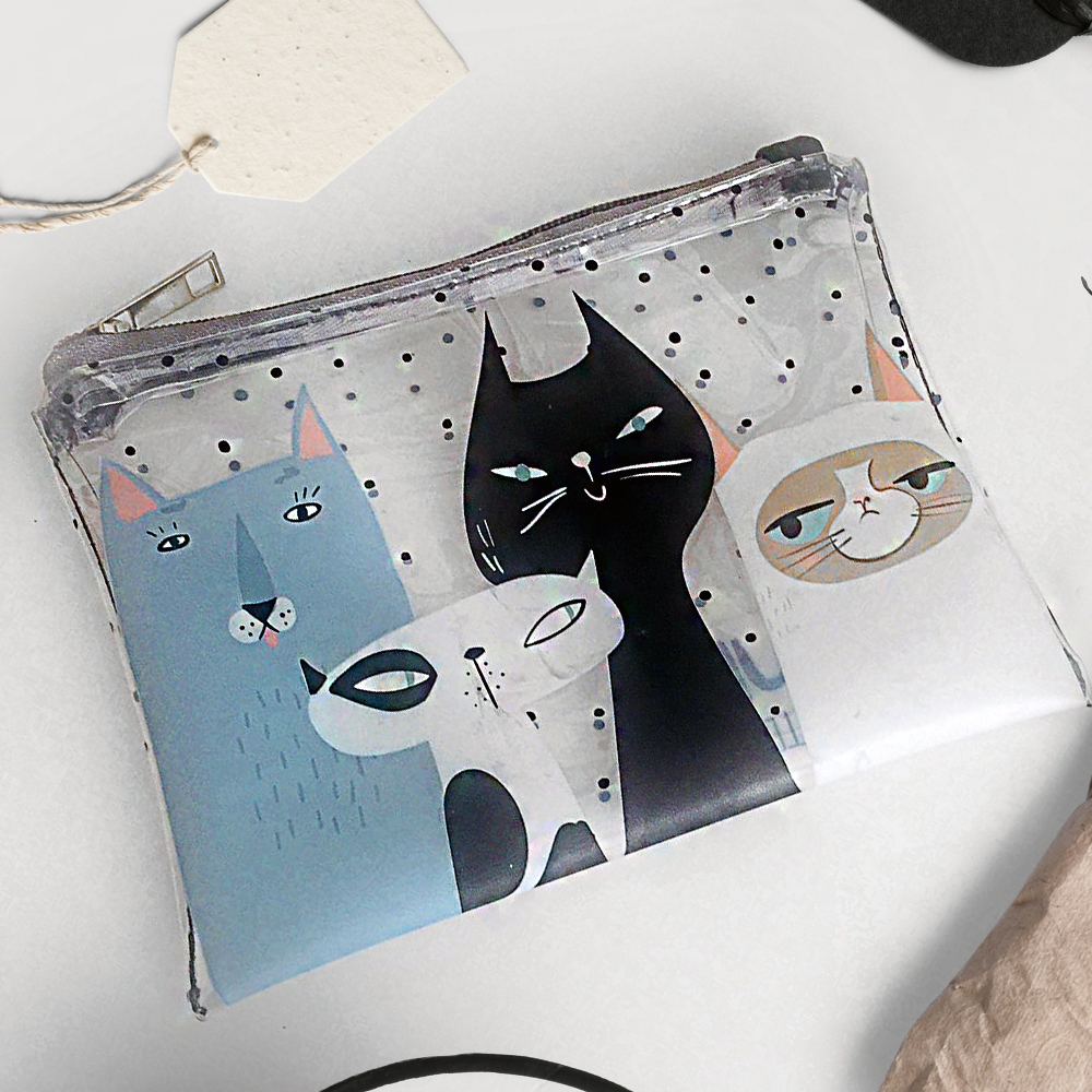 

Косметичка пластиковая прозрачная Visible Коты 18,5х15 см