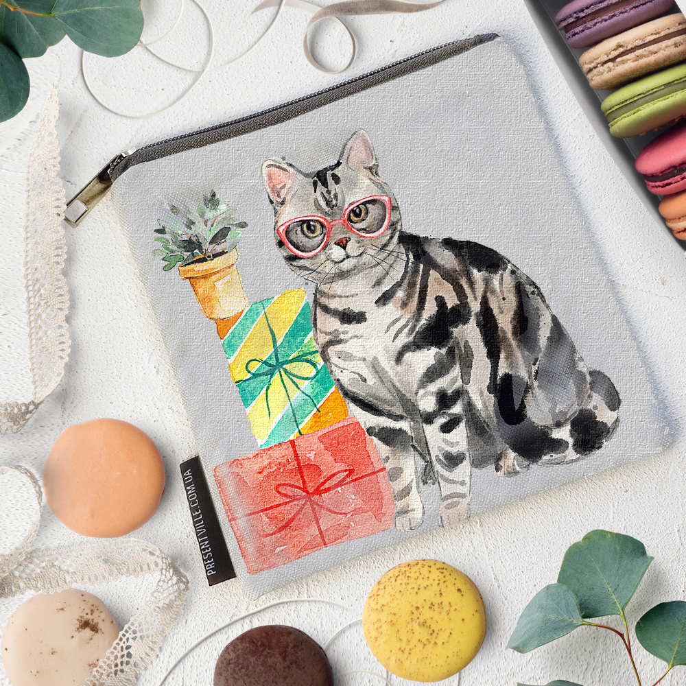 

Косметичка квадратная Basic Presentville Кошка в розовых очках 16x16 см