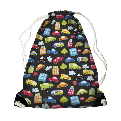 

Рюкзак-мешок MINI Presentville Машинки на черном фоне 26x36 см