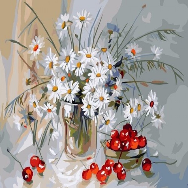 

Картина по номерам "Ромашки и вишня" 40*50см
