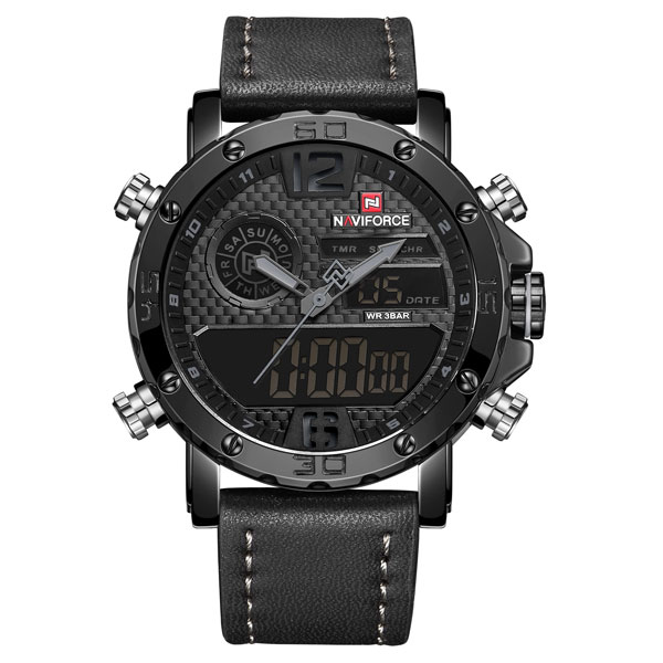 

Чоловічий спортивний кварцовий годинник Naviforce Next Black 9134