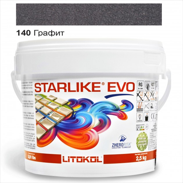 

Затирка эпоксидная Litokol Starlike® EVO 140 ГРАФИТ 2,5 кг,