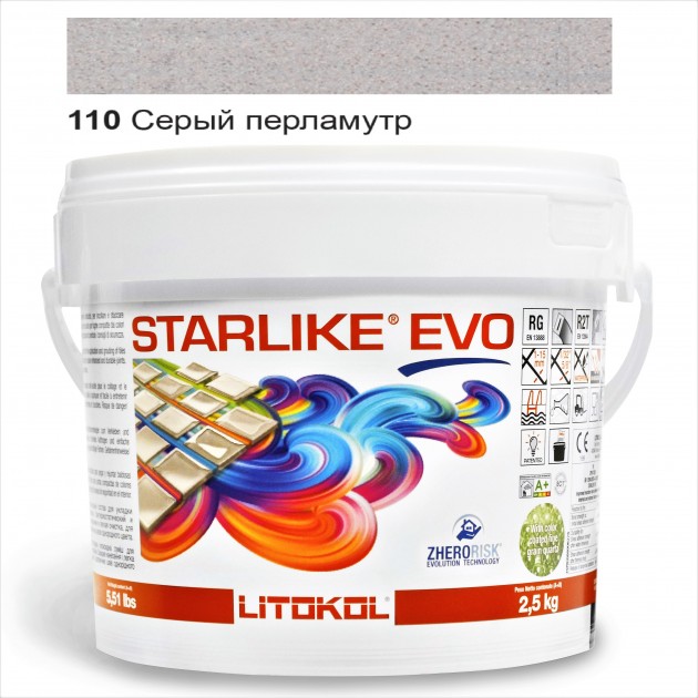 

Затирка эпоксидная Litokol Starlike® EVO 110 СЕРЫЙ ПЕРЛАМУТР 2,5 кг