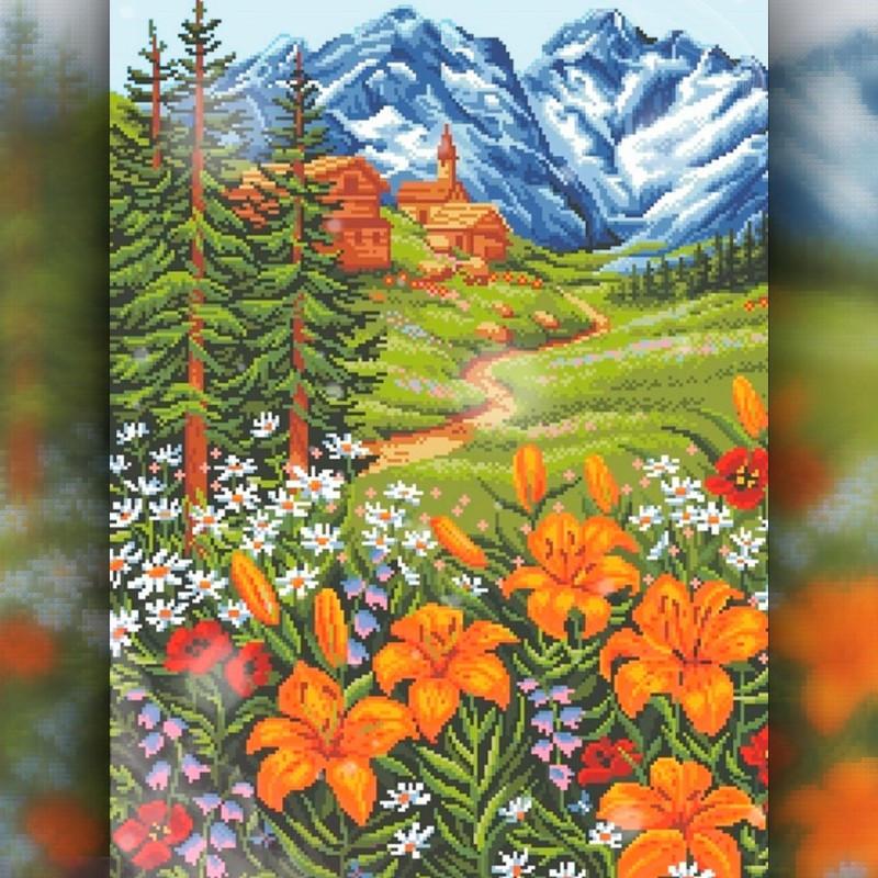 

Алмазная вышивка мозаика The Wortex Diamonds Горные цветы 40x50см TWD30034L полная зашивка квадратные стразы. Набор алмазной вышивки