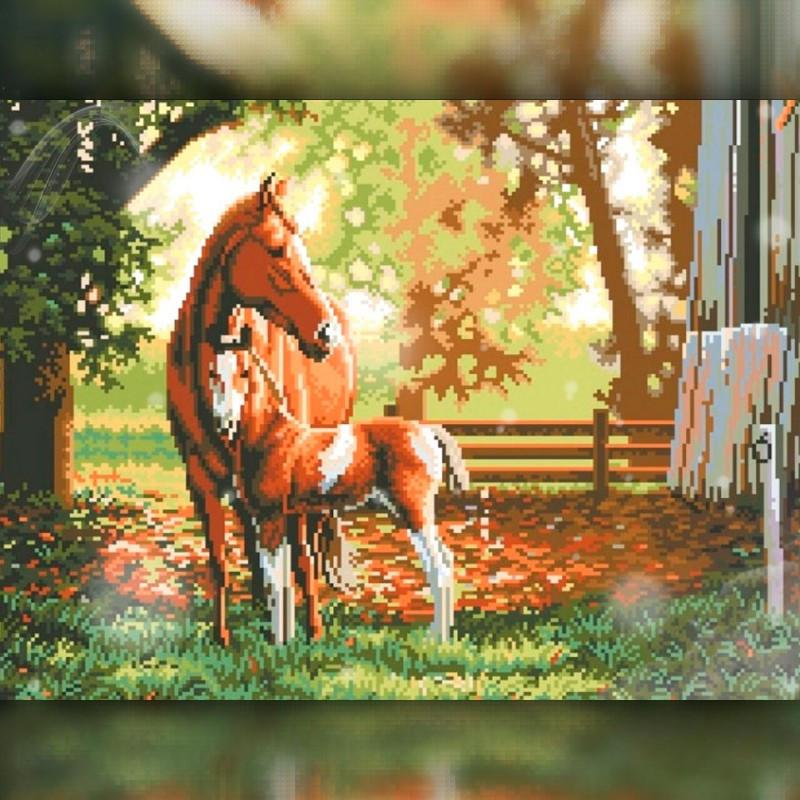 

Алмазная вышивка мозаика The Wortex Diamonds Лошадь с жеребенком 40x50см TWD20032L полная зашивка квадратные стразы. Набор алмазной вышивки