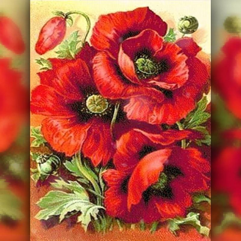 

Алмазная вышивка мозаика The Wortex Diamonds Цветы Маки 30x40 TWD10010 полная зашивка квадратные стразы. Набор алмазной вышивки
