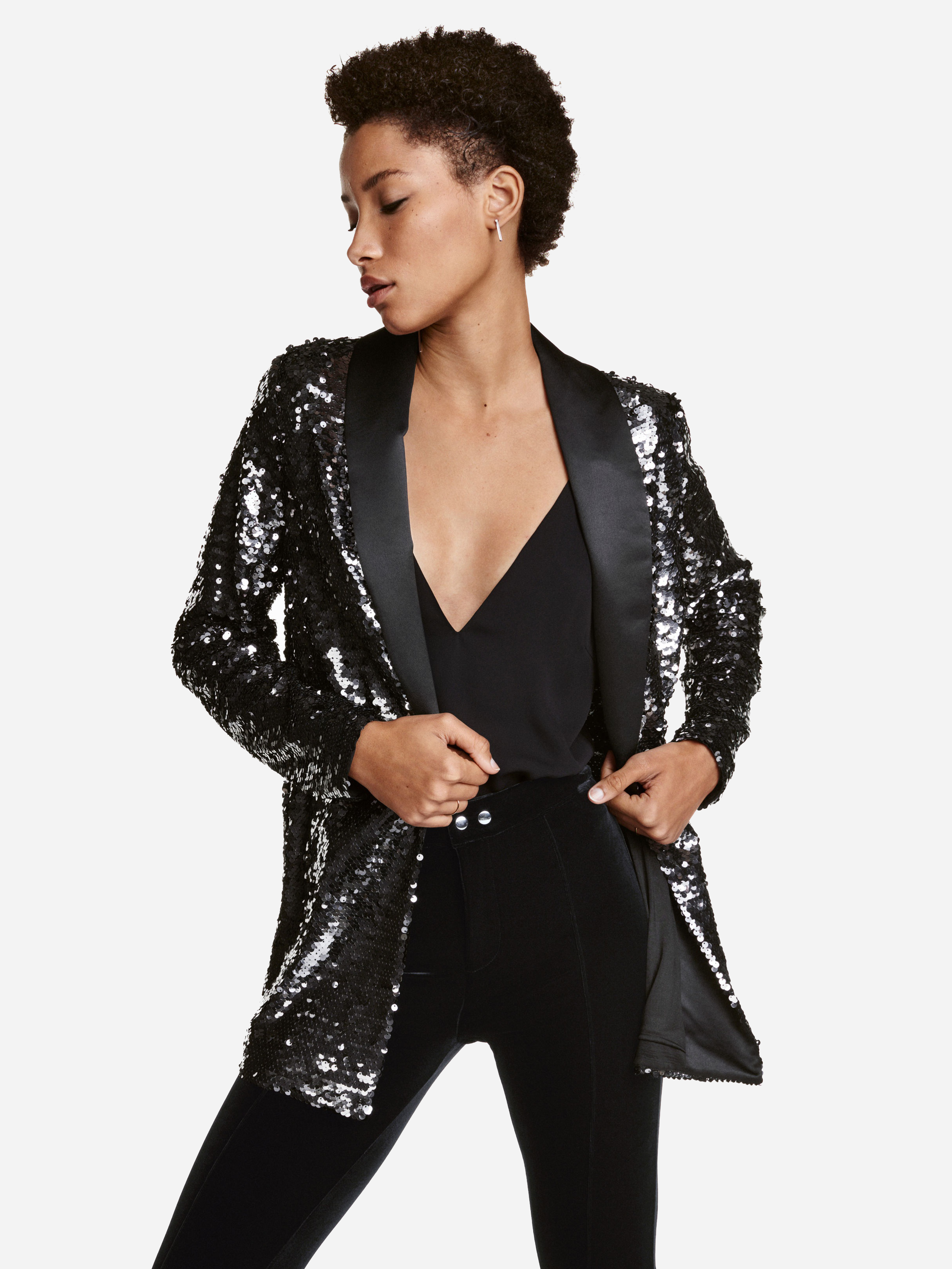 

Пиджак H&M 4542874-ABFJ 36 Черный с серебристым