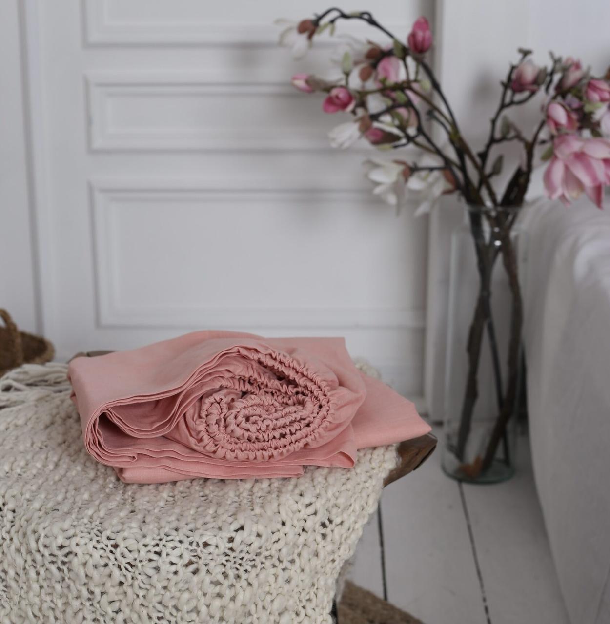 

Крафтове простирадло Luxury Linen полуторне на гумці 90 * 200 * 25 Peach