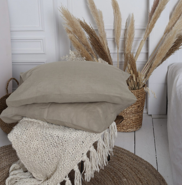 

Крафтова наволочка Luxury Linen на блискавці льон 60*70см 2шт Almond